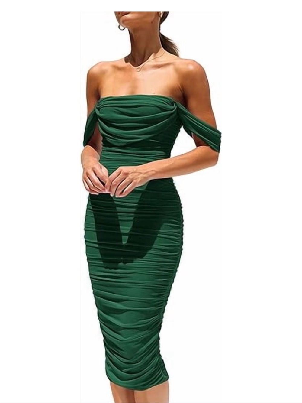 Inspired Hearts Forest Green Ruched Maxi Dress